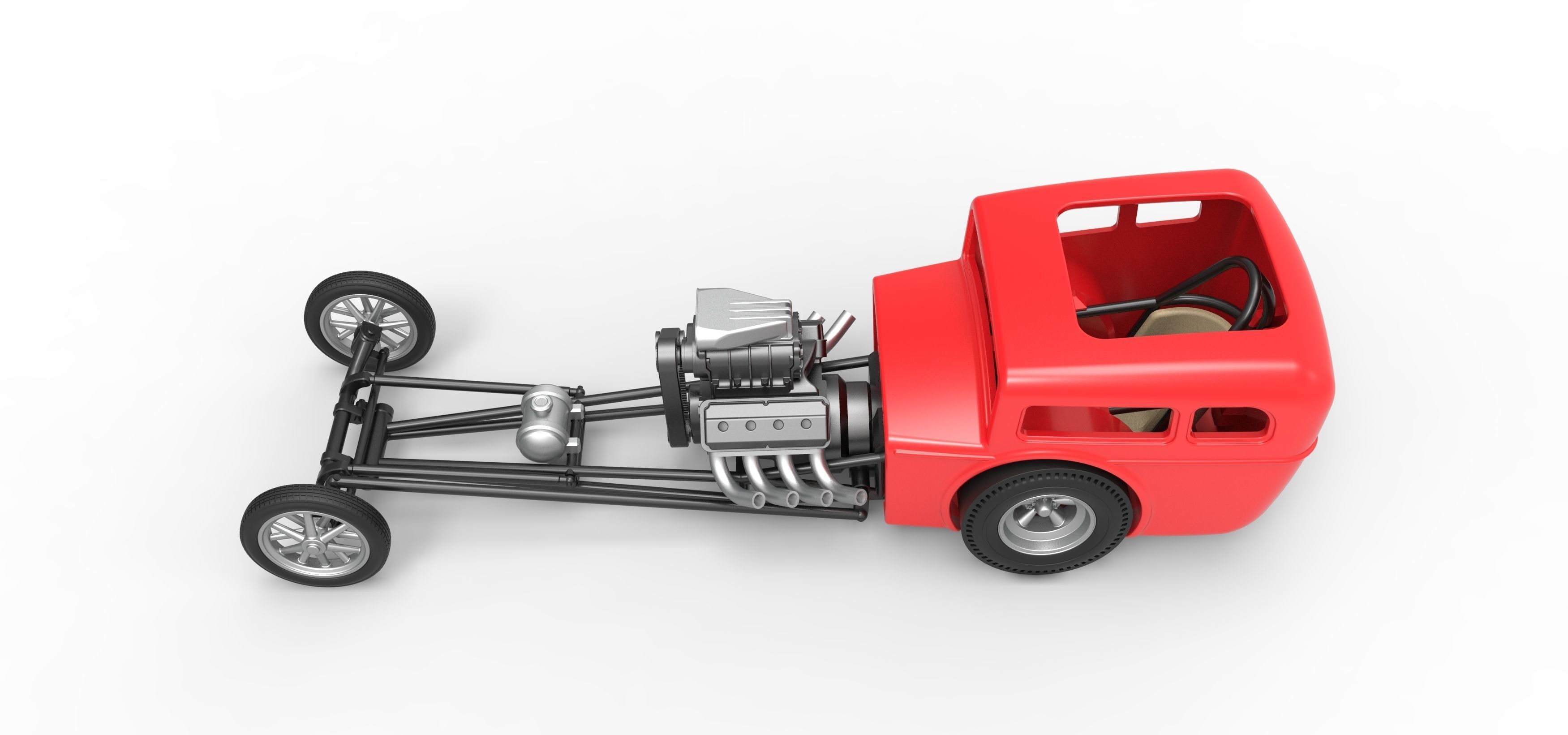 Front engine old school dragster with shell Scale 1 to 25 3D print model_10