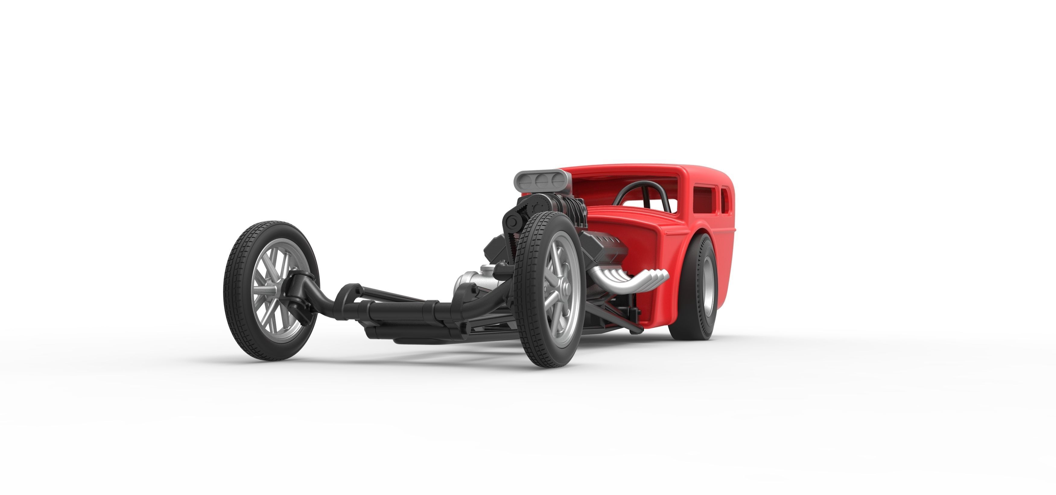 Front engine old school dragster with shell Scale 1 to 25 3D print model_6