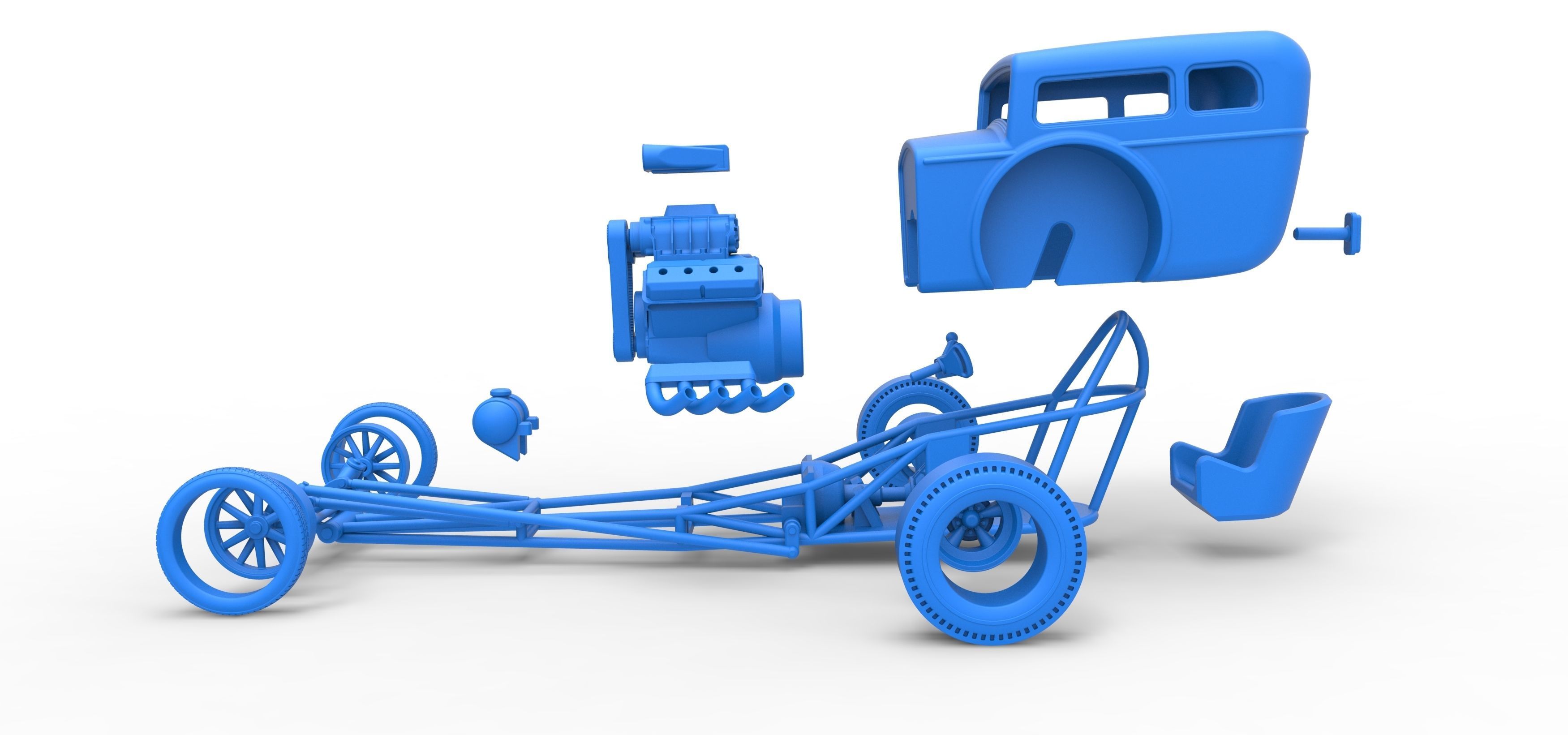 Front engine old school dragster with shell Scale 1 to 25 3D print model_34