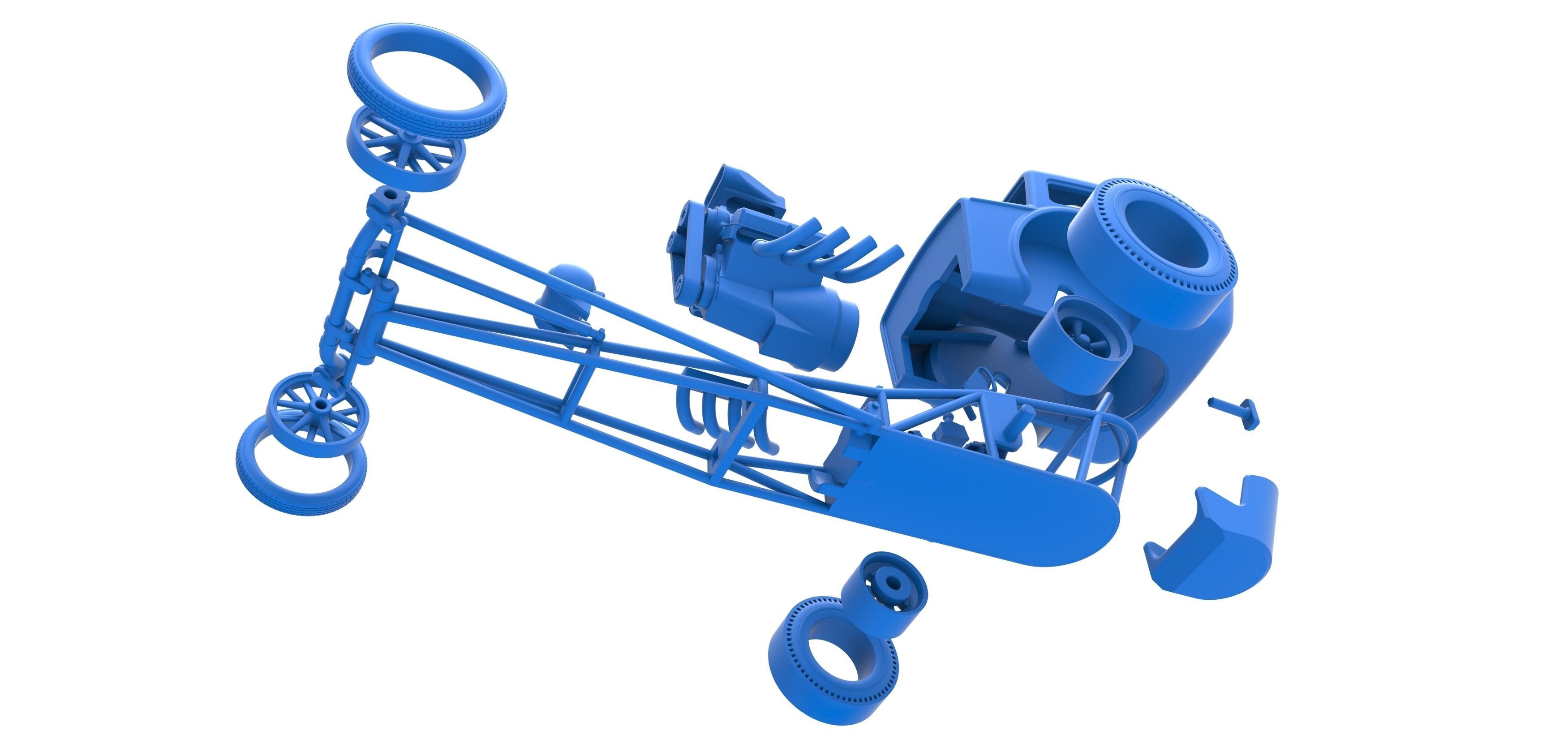 Front engine old school dragster with shell Scale 1 to 25 3D print model_31