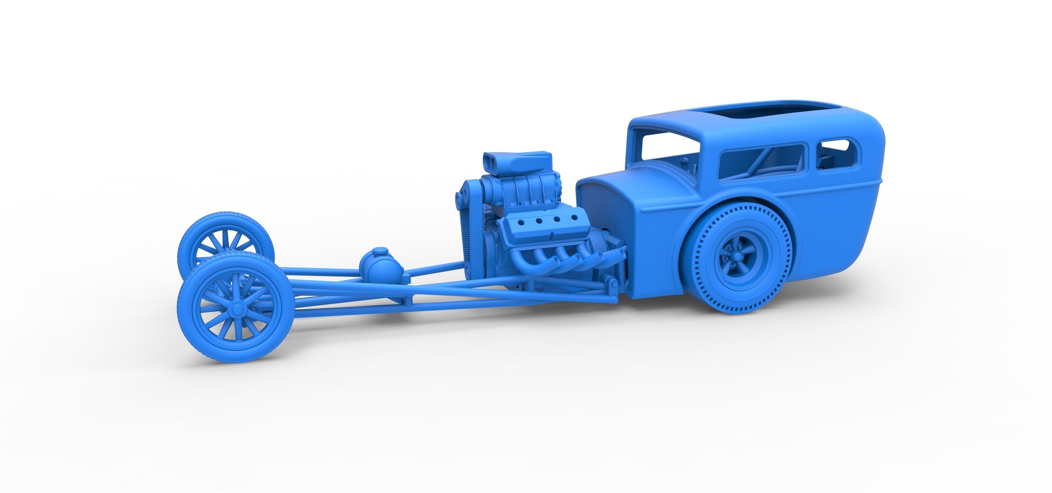 Front engine old school dragster with shell Scale 1 to 25 3D print model_16