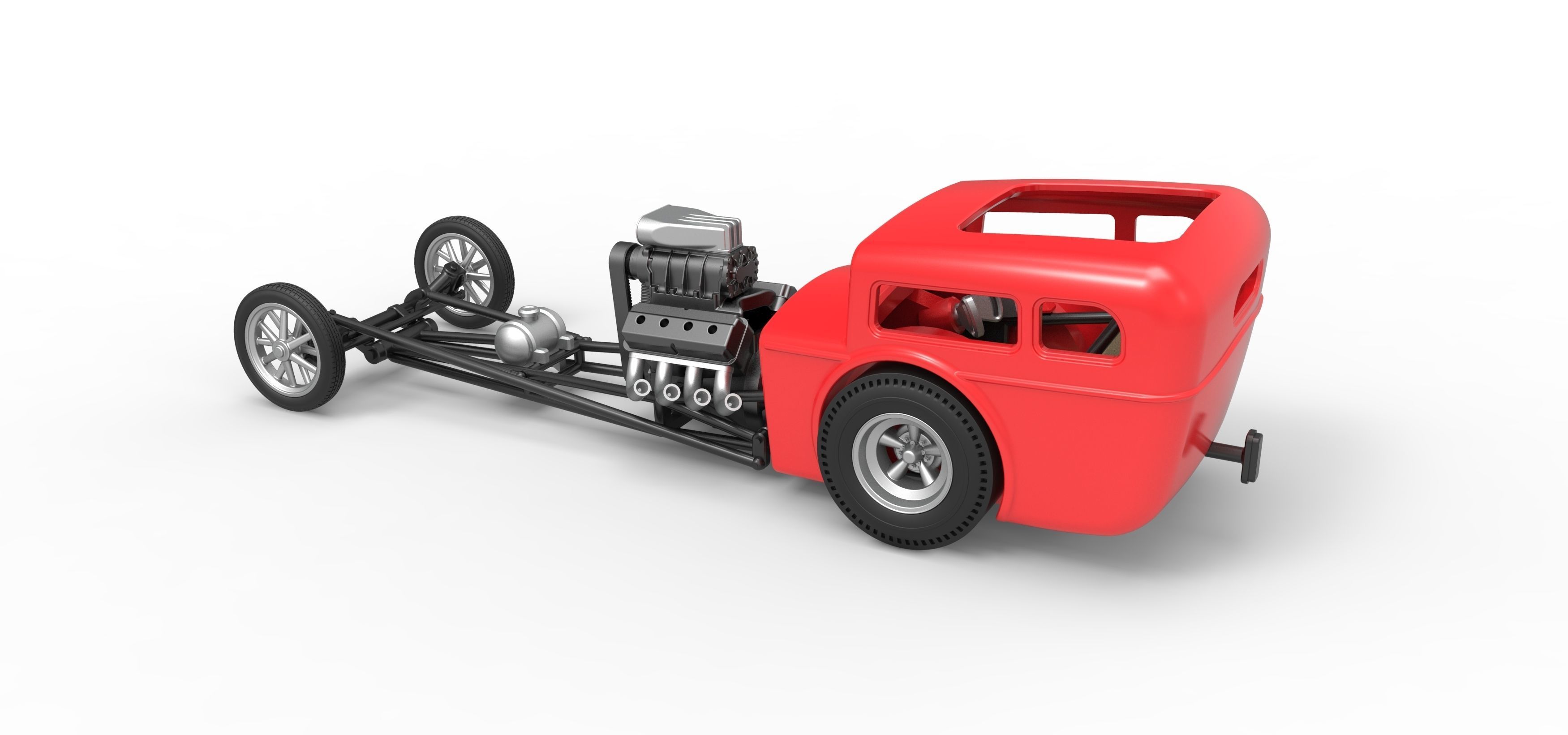 Front engine old school dragster with shell Scale 1 to 25 3D print model_12