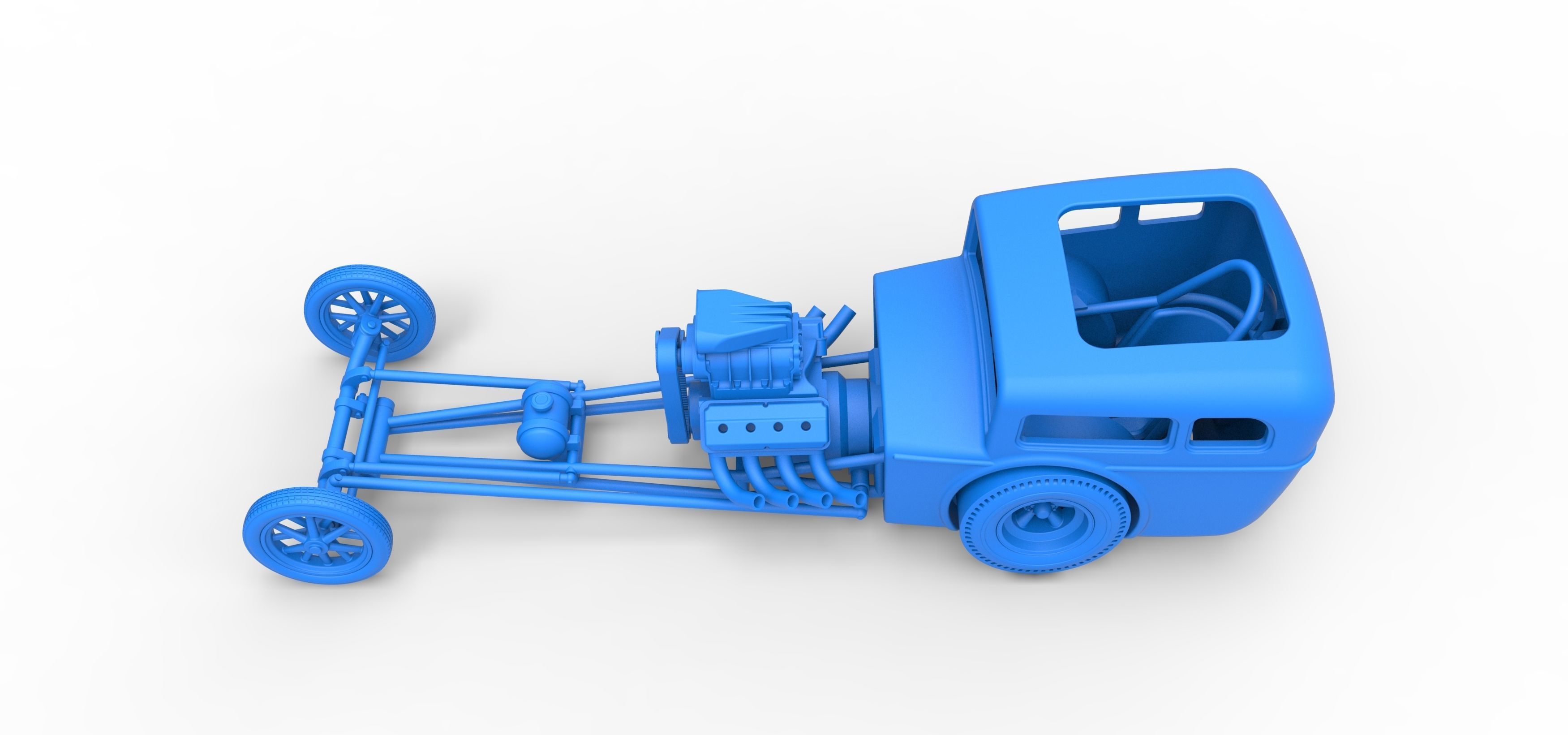 Front engine old school dragster with shell Scale 1 to 25 3D print model_24