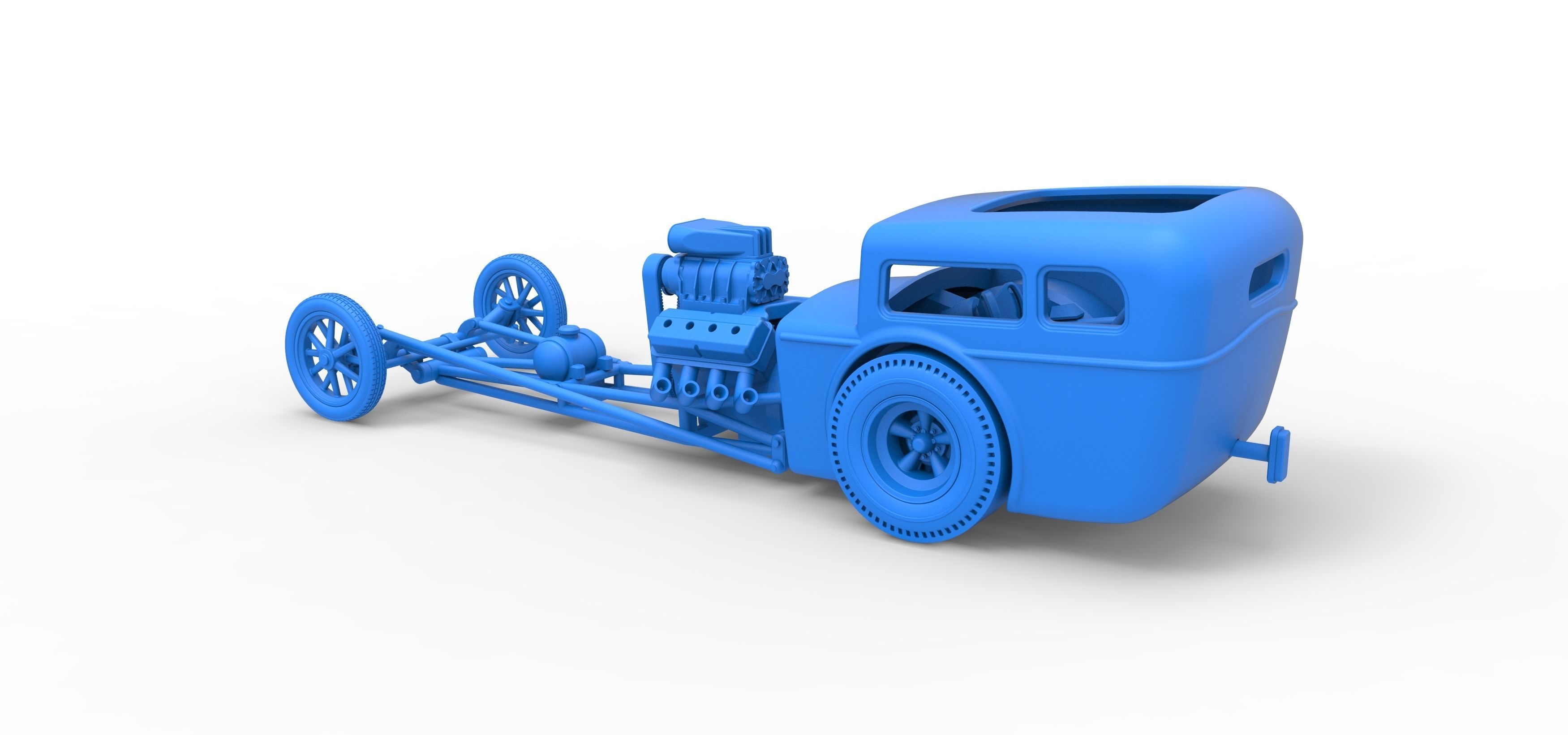 Front engine old school dragster with shell Scale 1 to 25 3D print model_26