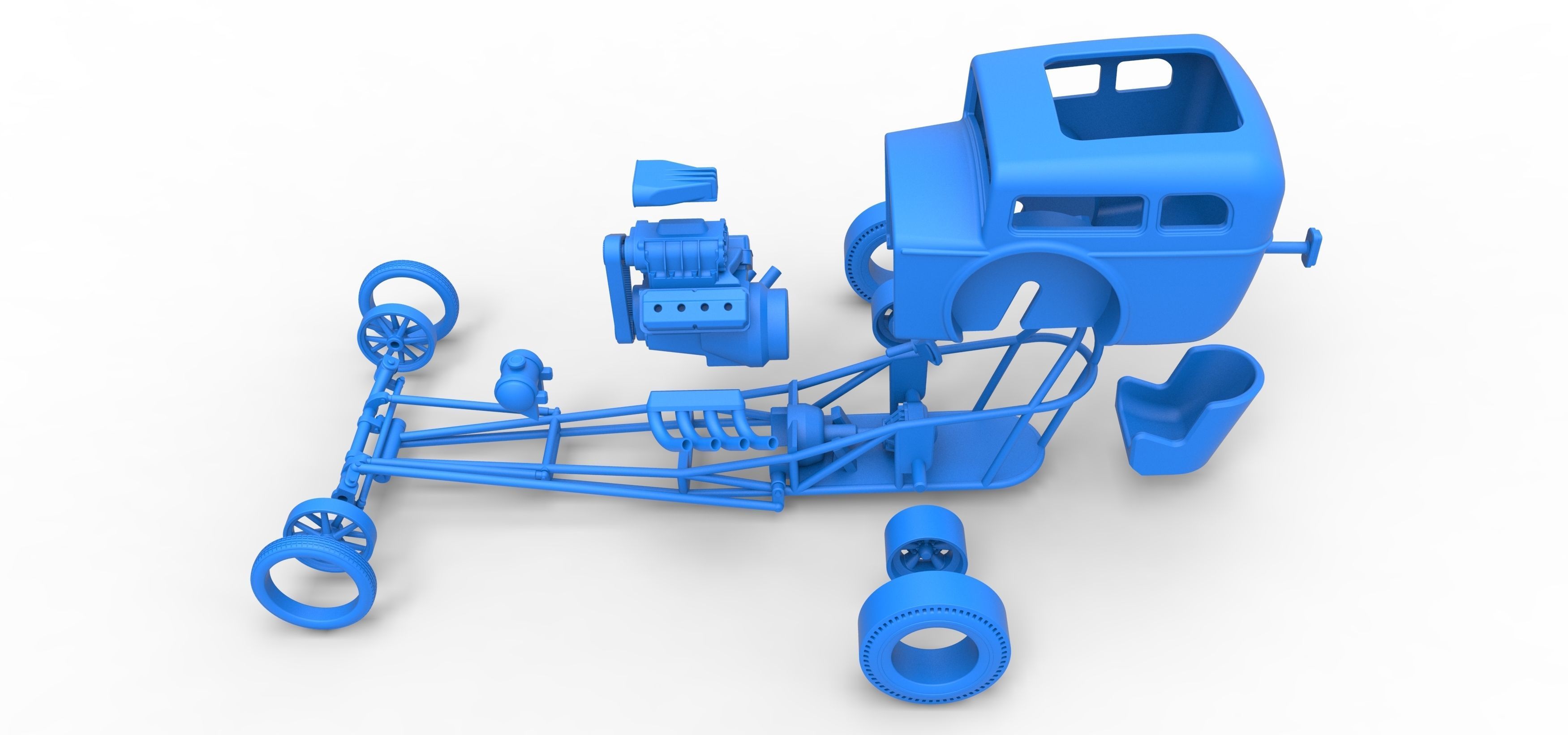 Front engine old school dragster with shell Scale 1 to 25 3D print model_35