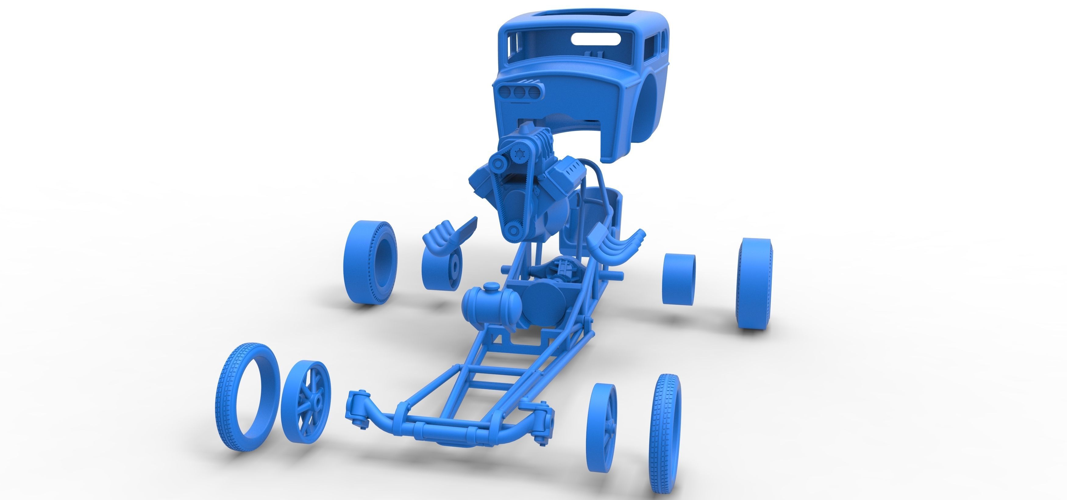 Front engine old school dragster with shell Scale 1 to 25 3D print model_33