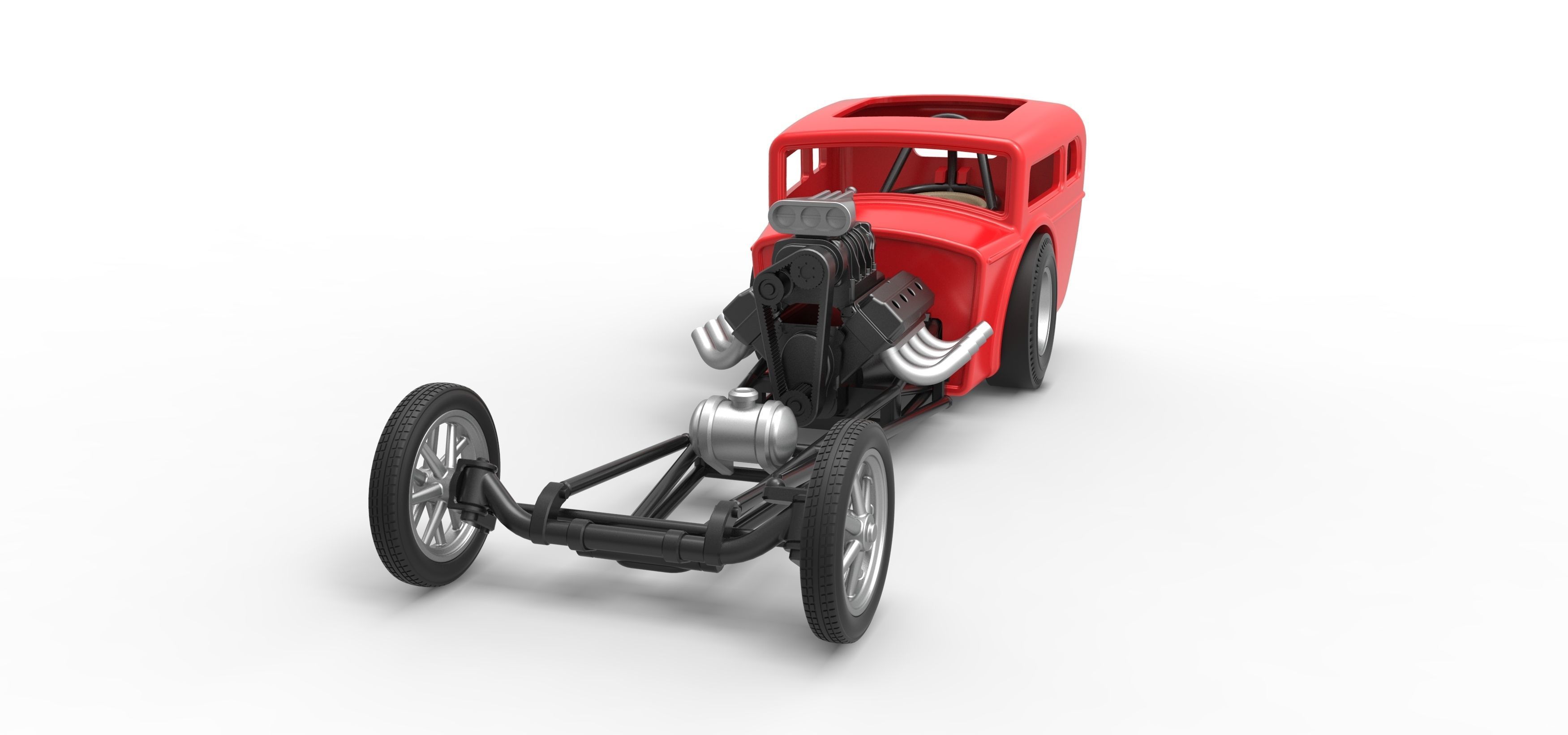 Front engine old school dragster with shell Scale 1 to 25 3D print model_5