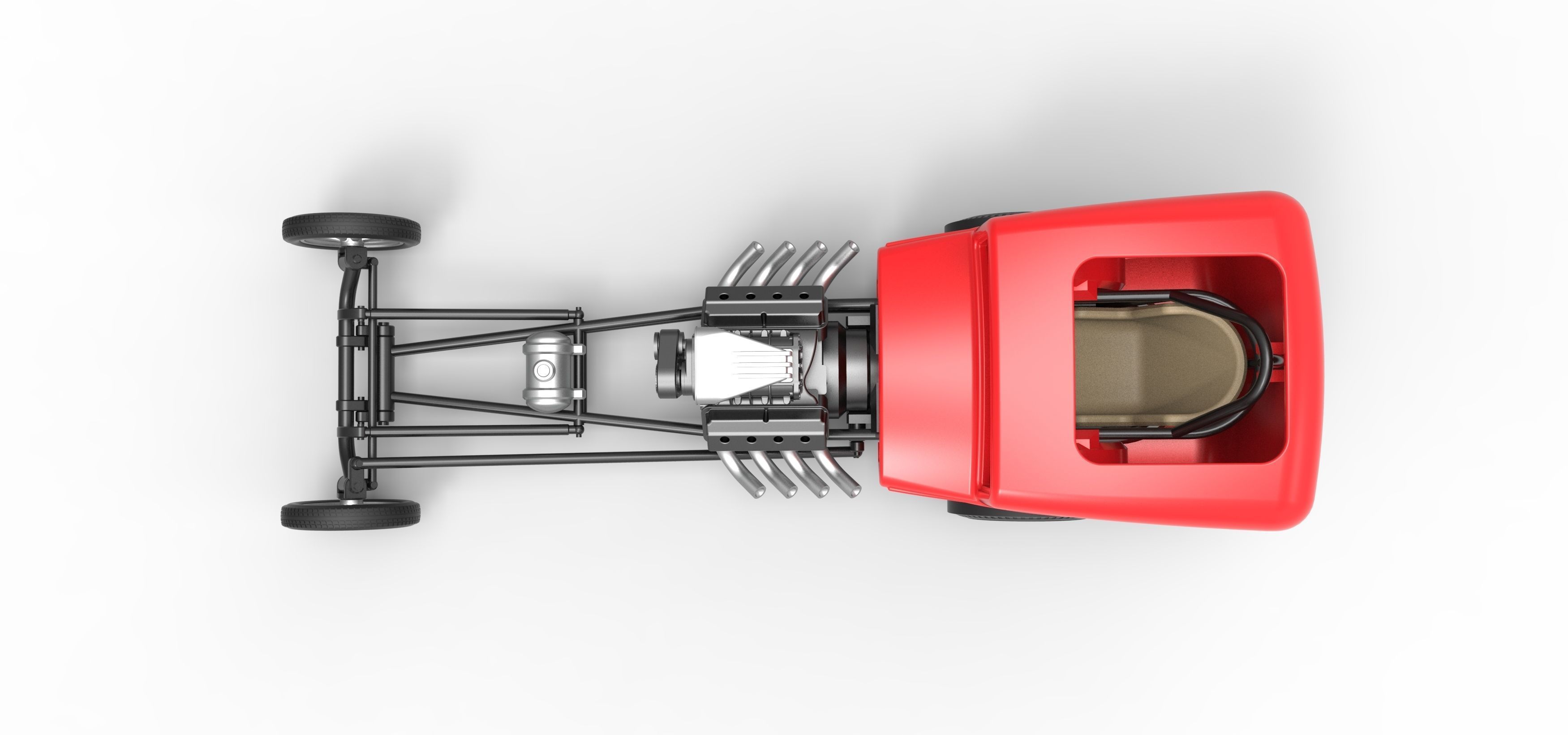Front engine old school dragster with shell Scale 1 to 25 3D print model_11