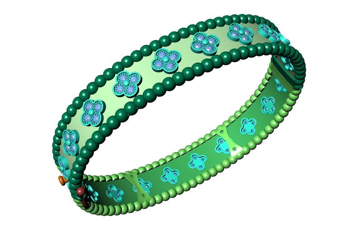 Perlee clovers bracelet 3D print model_5