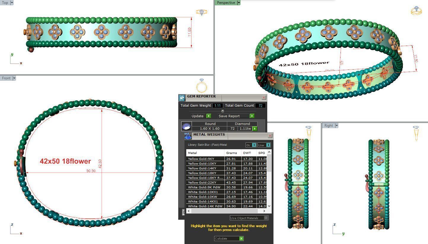 Perlee clovers bracelet 3D print model_11