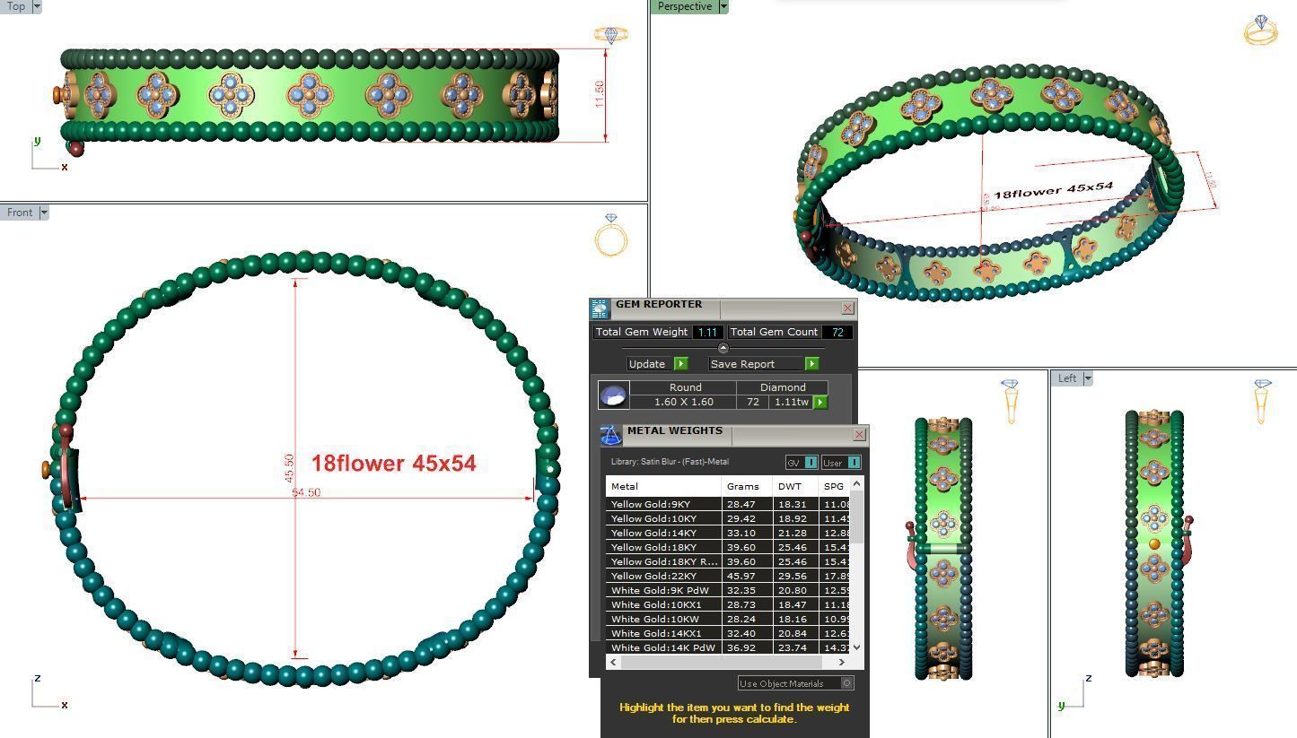 Perlee clovers bracelet 3D print model_13