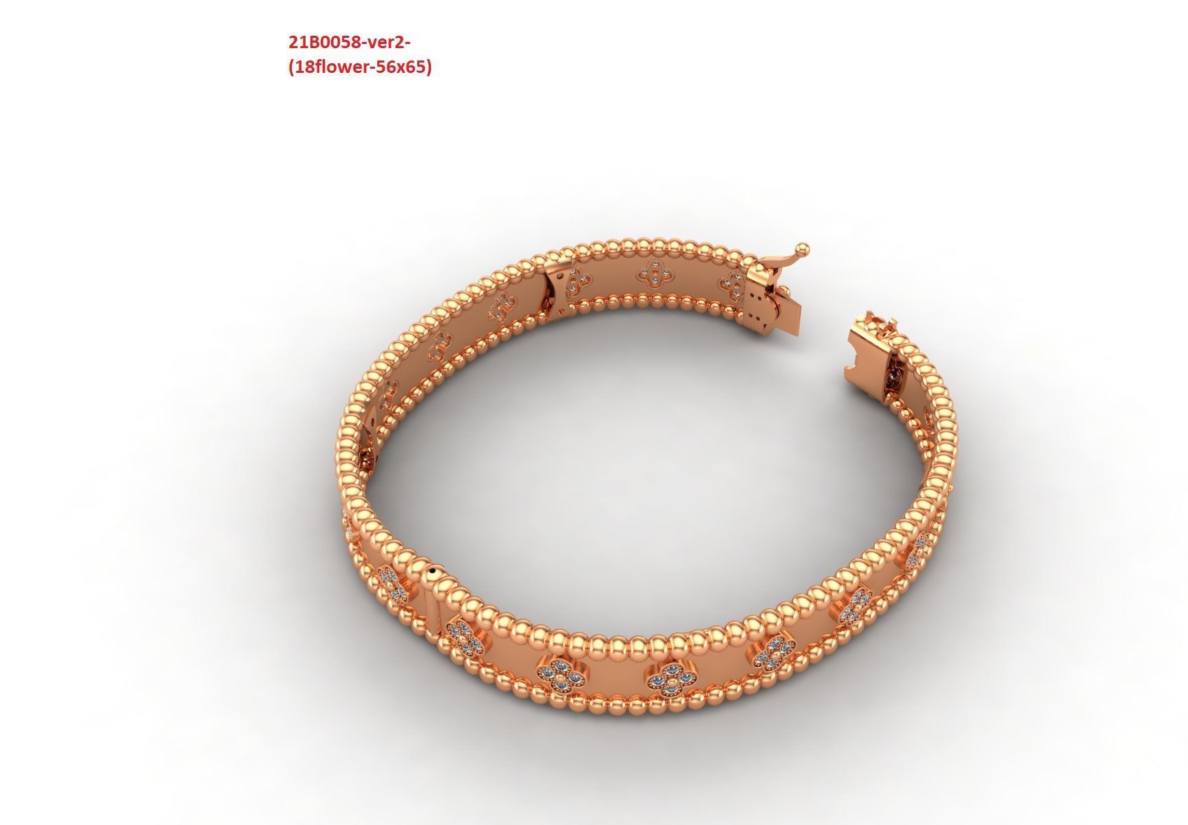 Perlee clovers bracelet 3D print model_2