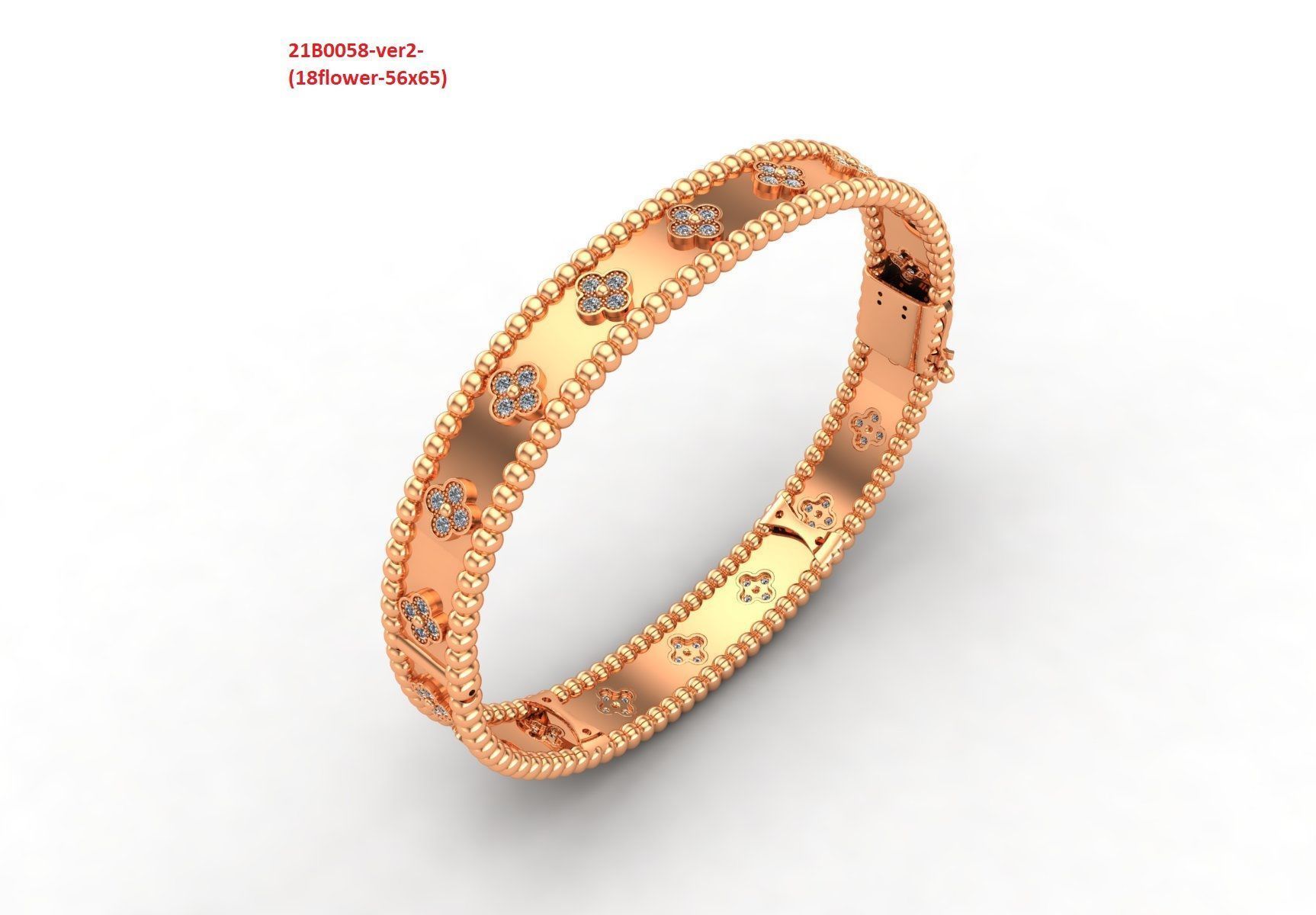 Perlee clovers bracelet 3D print model_3