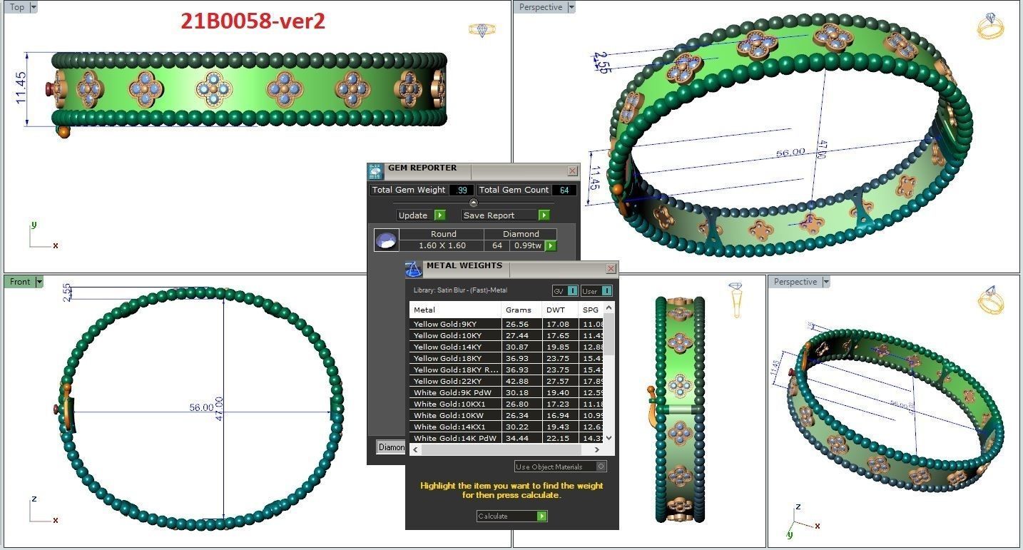 Perlee clovers bracelet 3D print model_10