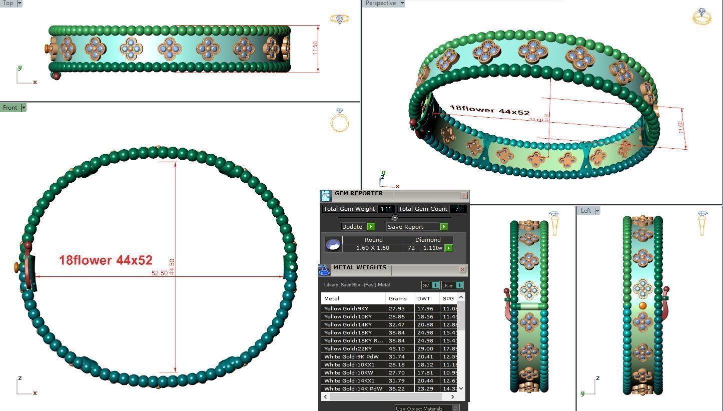 Perlee clovers bracelet 3D print model_14