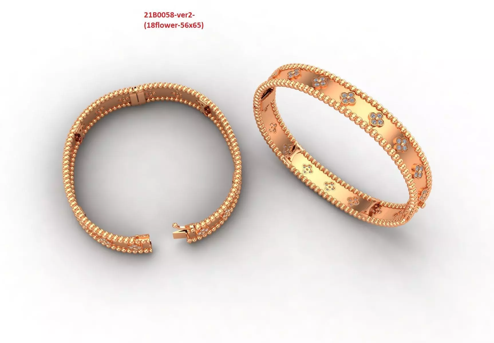 Perlee clovers bracelet 3D print model_0