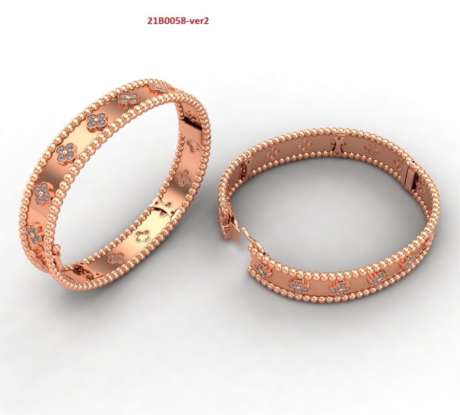 Perlee clovers bracelet 3D print model_4