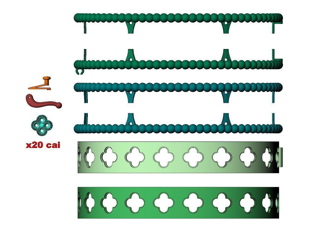 Perlee clovers bracelet 3D print model_8