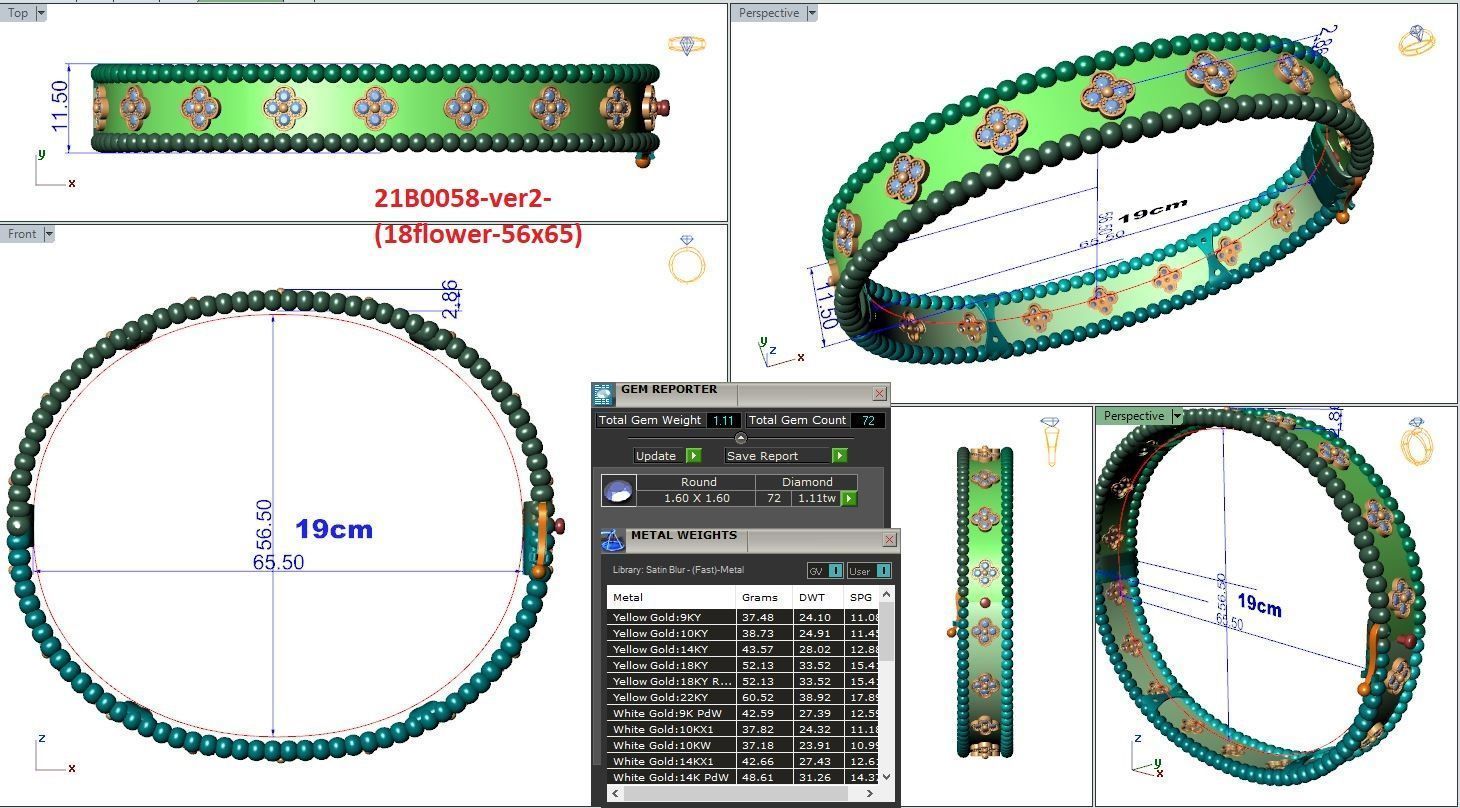 Perlee clovers bracelet 3D print model_15