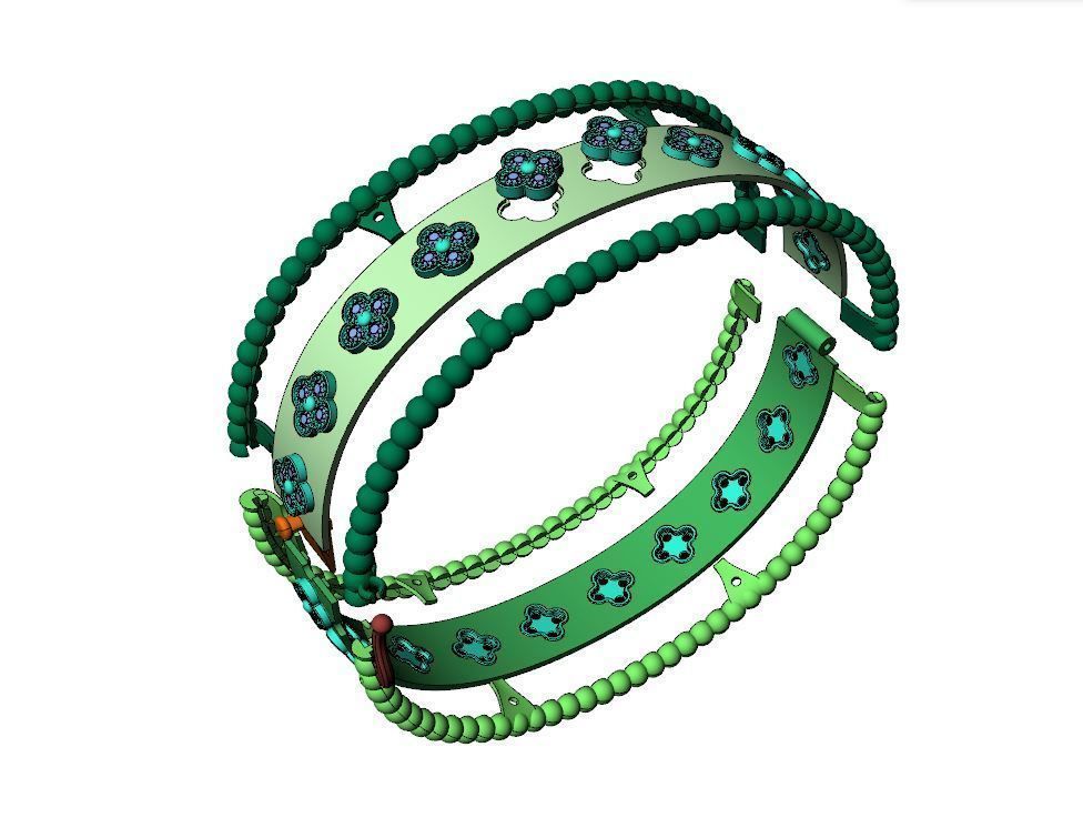 Perlee clovers bracelet 3D print model_7