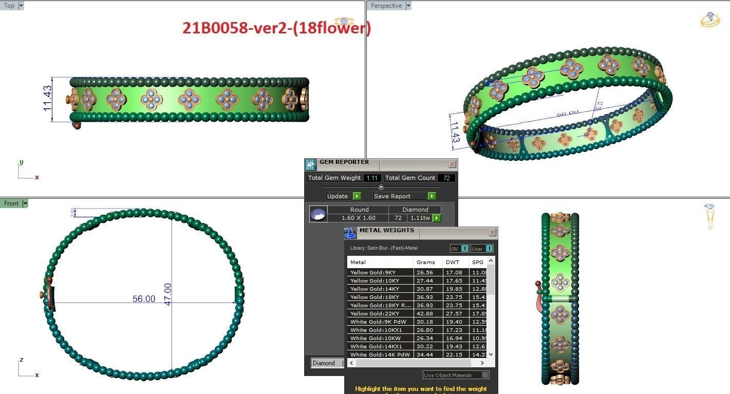 Perlee clovers bracelet 3D print model_9