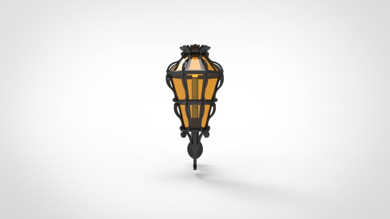 lantern X wrought iron wall lamp 3D model_1