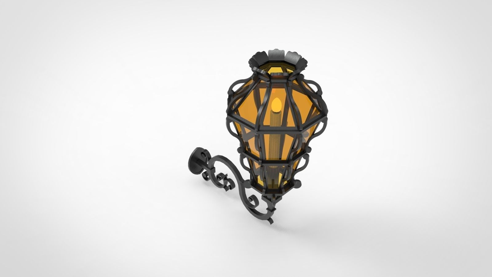 lantern X wrought iron wall lamp 3D model_3