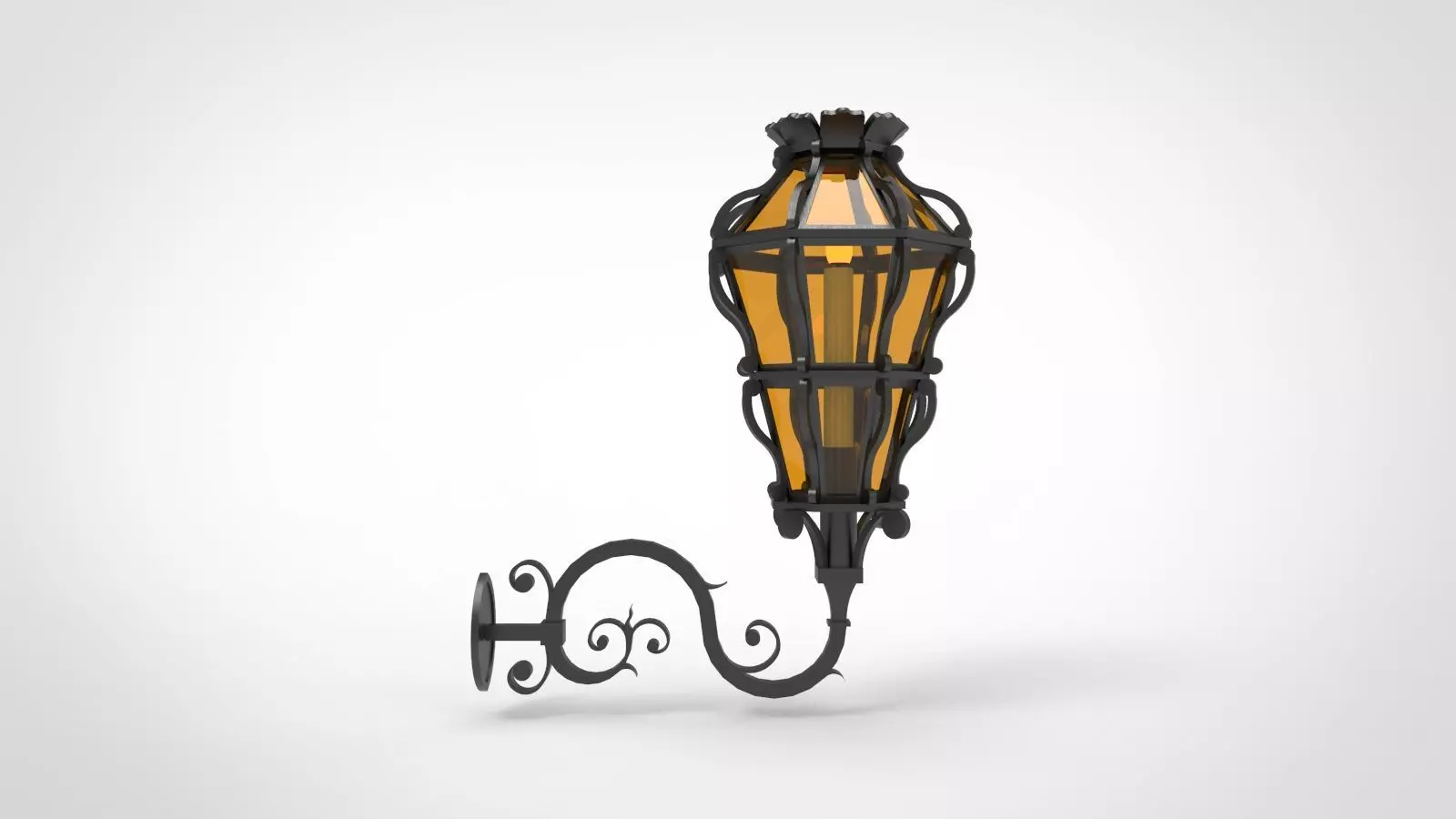 lantern X wrought iron wall lamp 3D model_0
