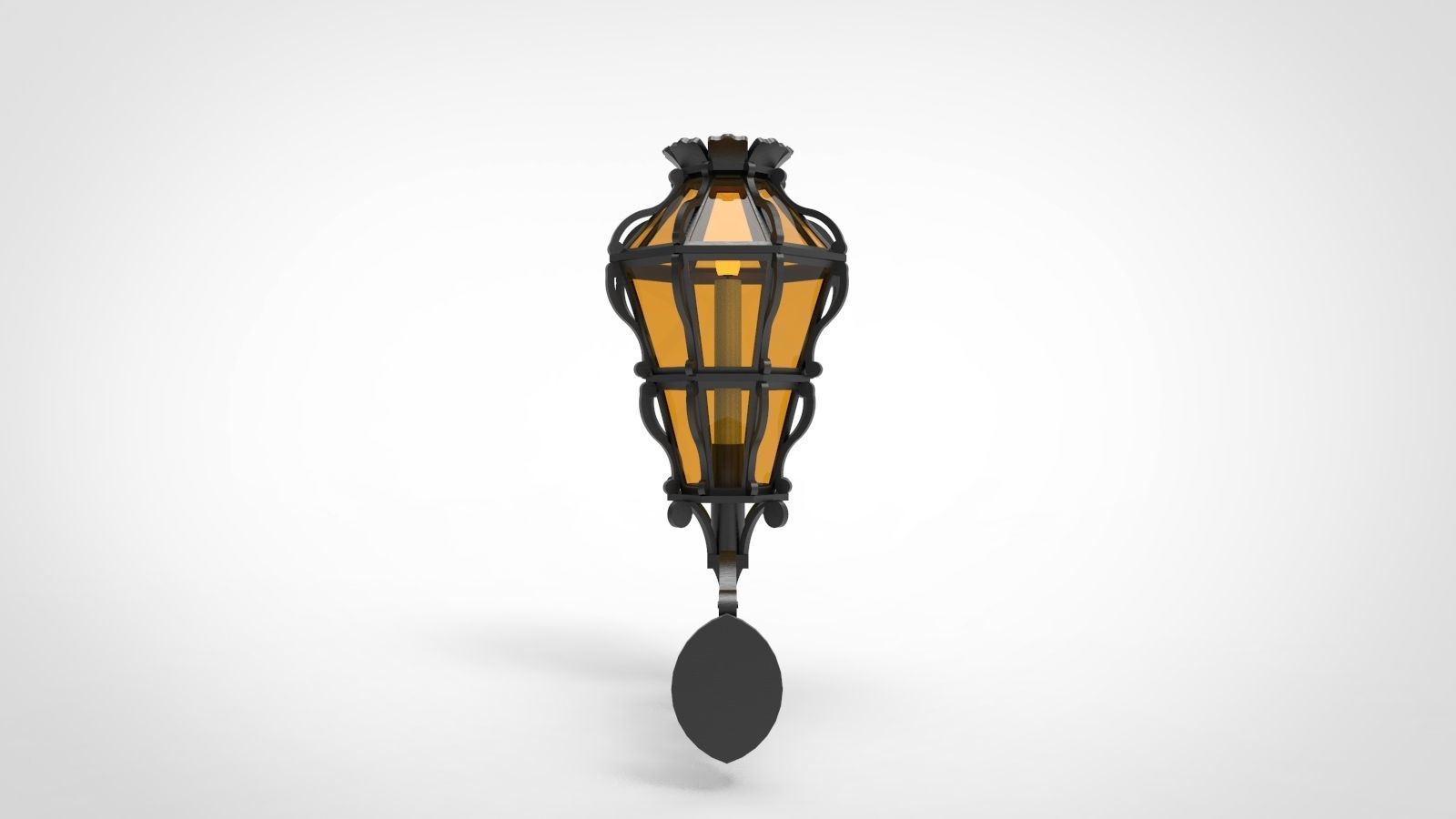 lantern X wrought iron wall lamp 3D model_2