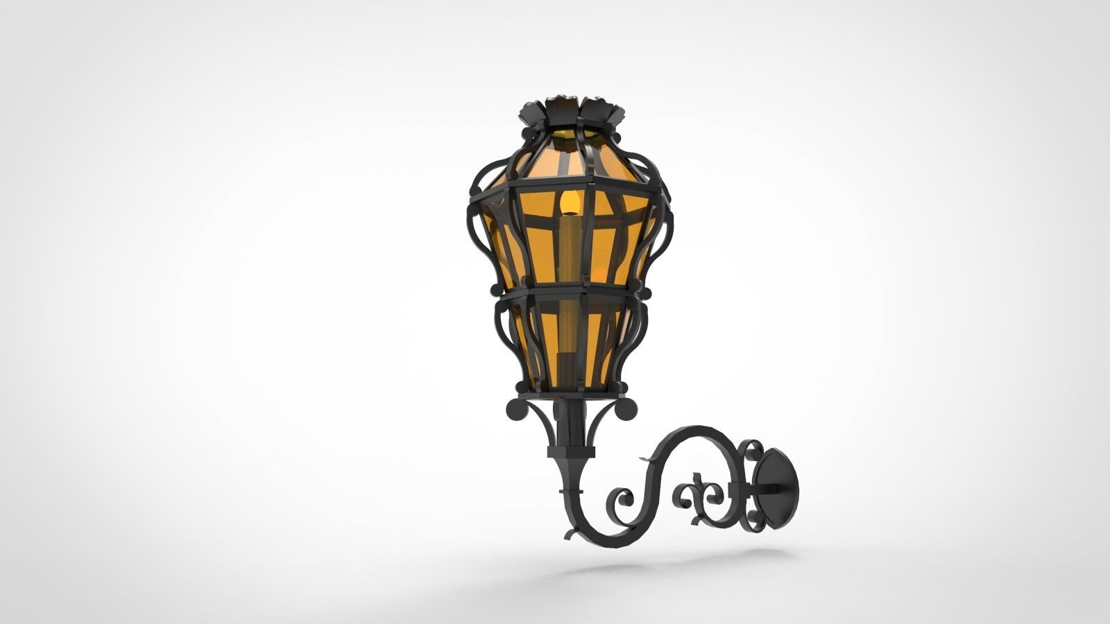 lantern X wrought iron wall lamp 3D model_4