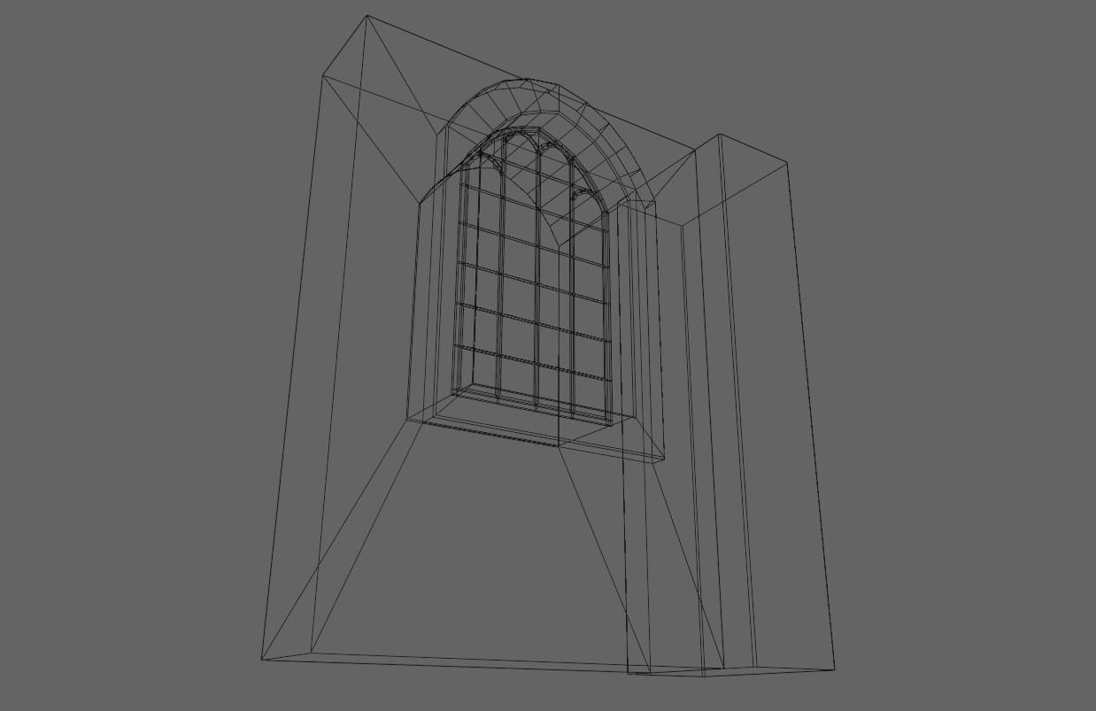 Wall with Vitral Window - Stained Glass - Parede Low-poly 3D model_22