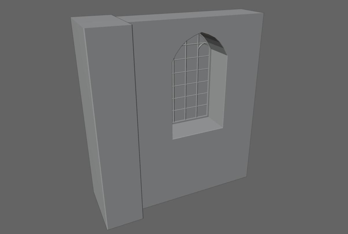 Wall with Vitral Window - Stained Glass - Parede Low-poly 3D model_18
