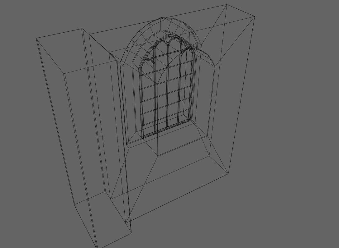 Wall with Vitral Window - Stained Glass - Parede Low-poly 3D model_21