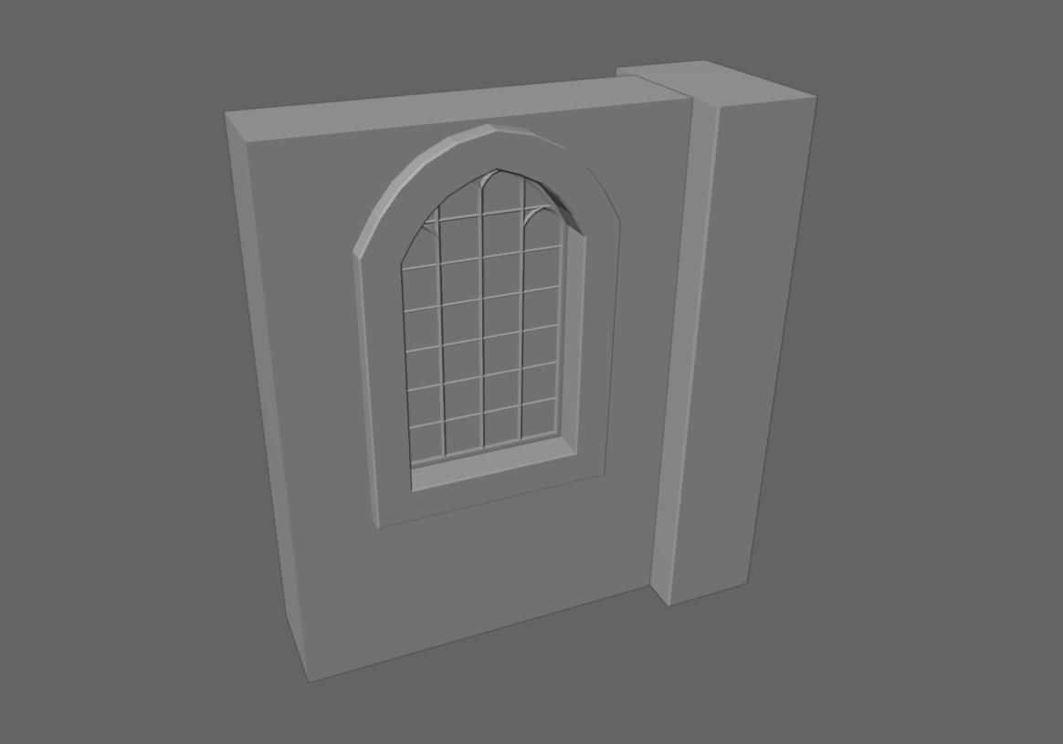 Wall with Vitral Window - Stained Glass - Parede Low-poly 3D model_16