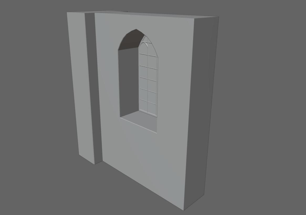 Wall with Vitral Window - Stained Glass - Parede Low-poly 3D model_19