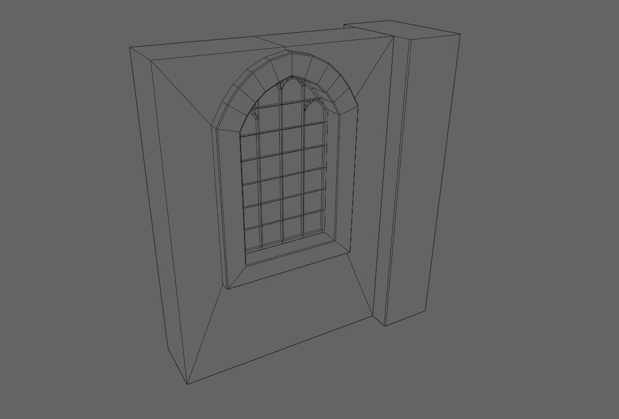 Wall with Vitral Window - Stained Glass - Parede Low-poly 3D model_20