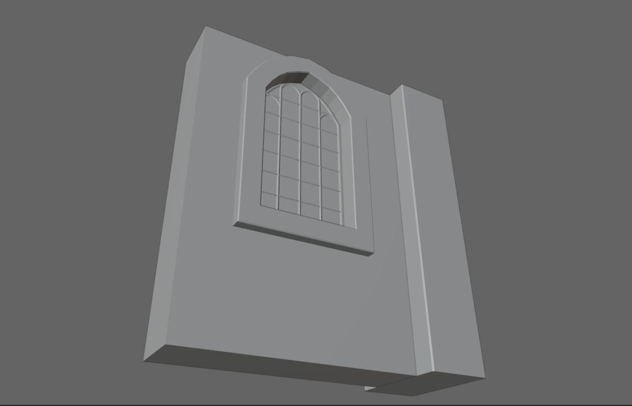 Wall with Vitral Window - Stained Glass - Parede Low-poly 3D model_17