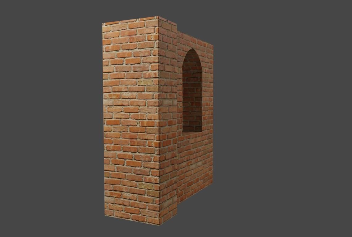 Wall with Vitral Window - Stained Glass - Parede Low-poly 3D model_7