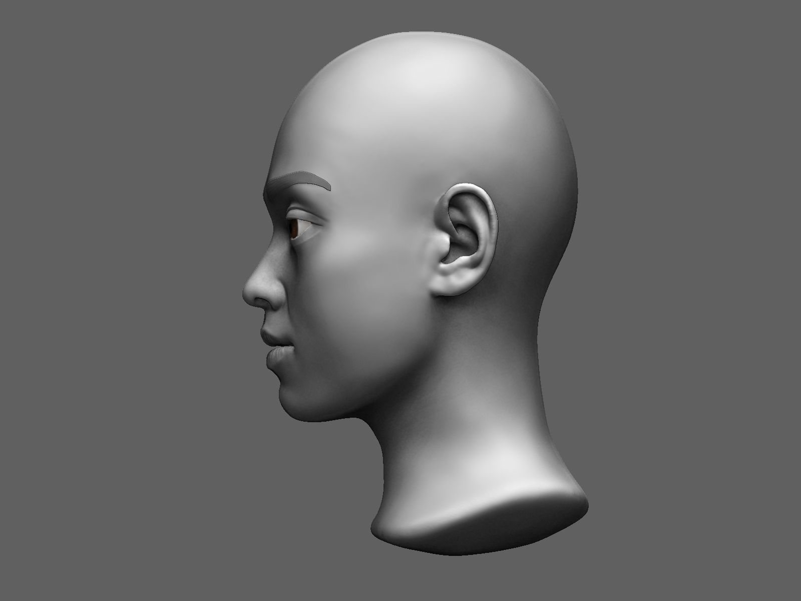 Asian female head sculpt 3D model_2