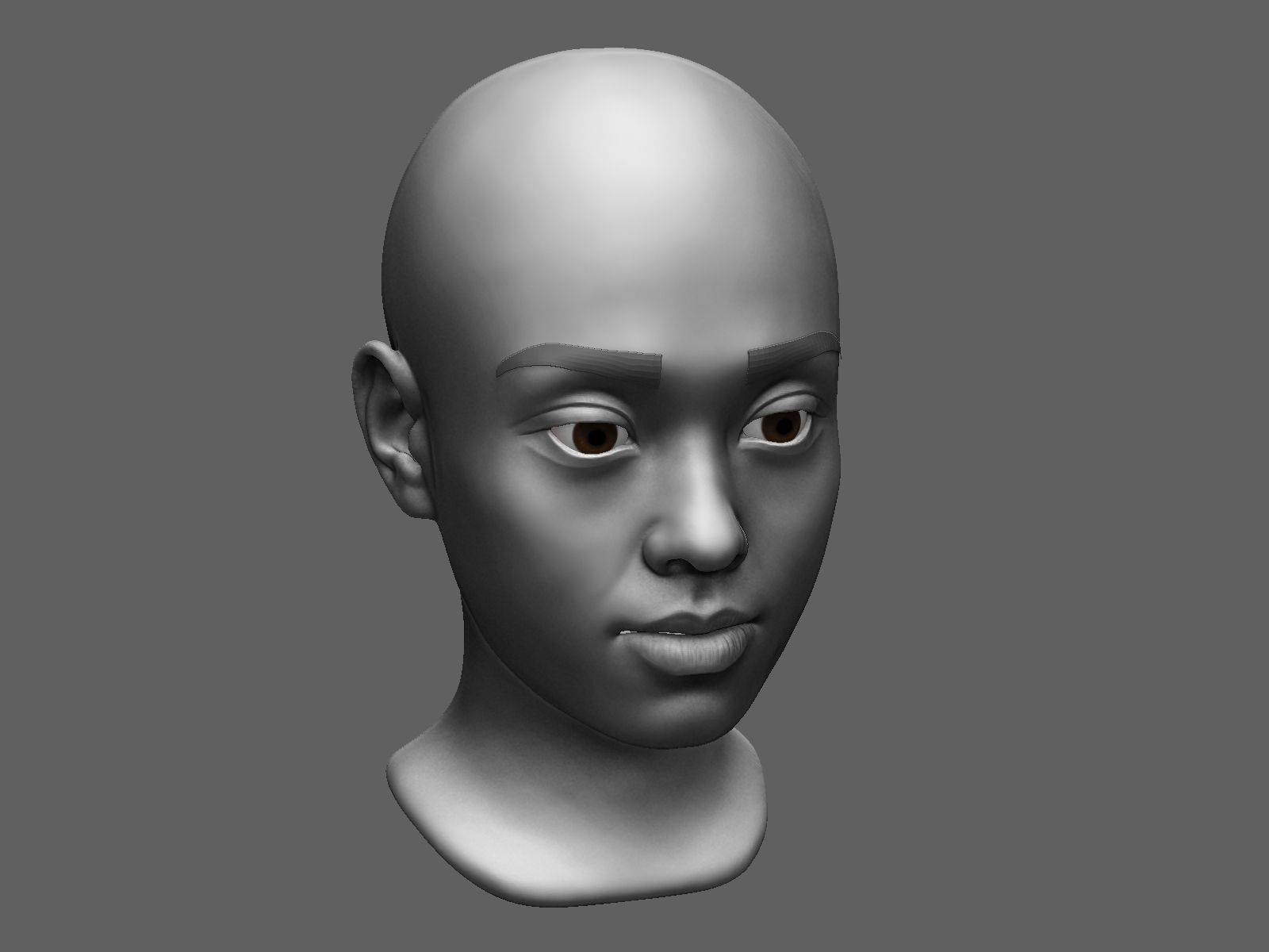 Asian female head sculpt 3D model_7