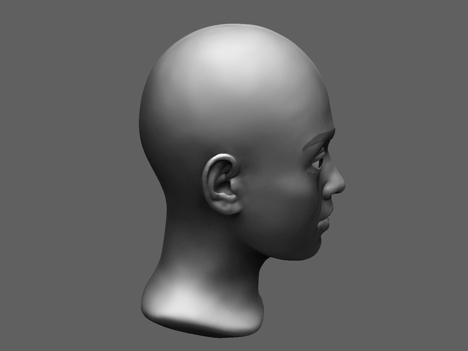 Asian female head sculpt 3D model_8