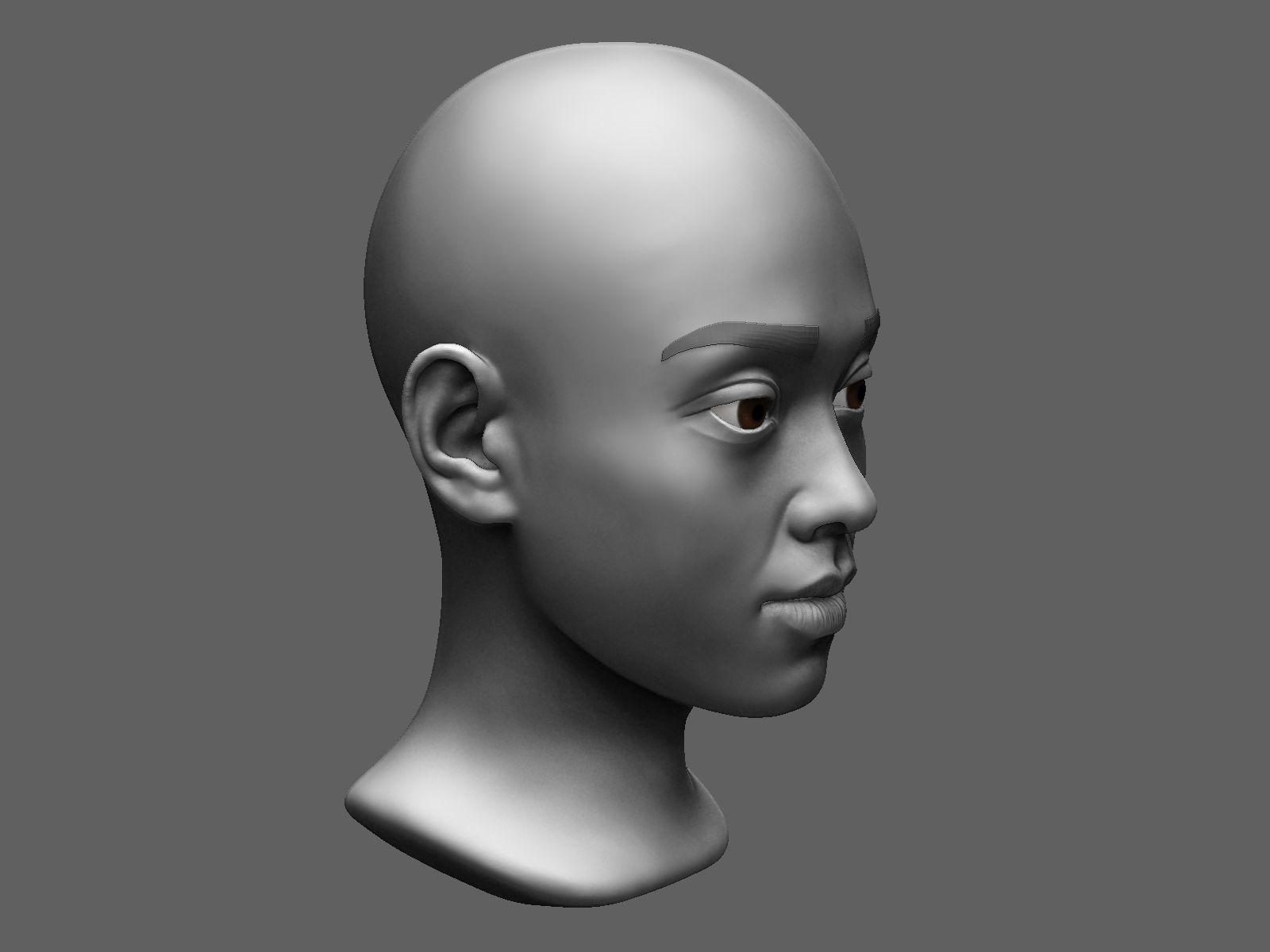 Asian female head sculpt 3D model_6