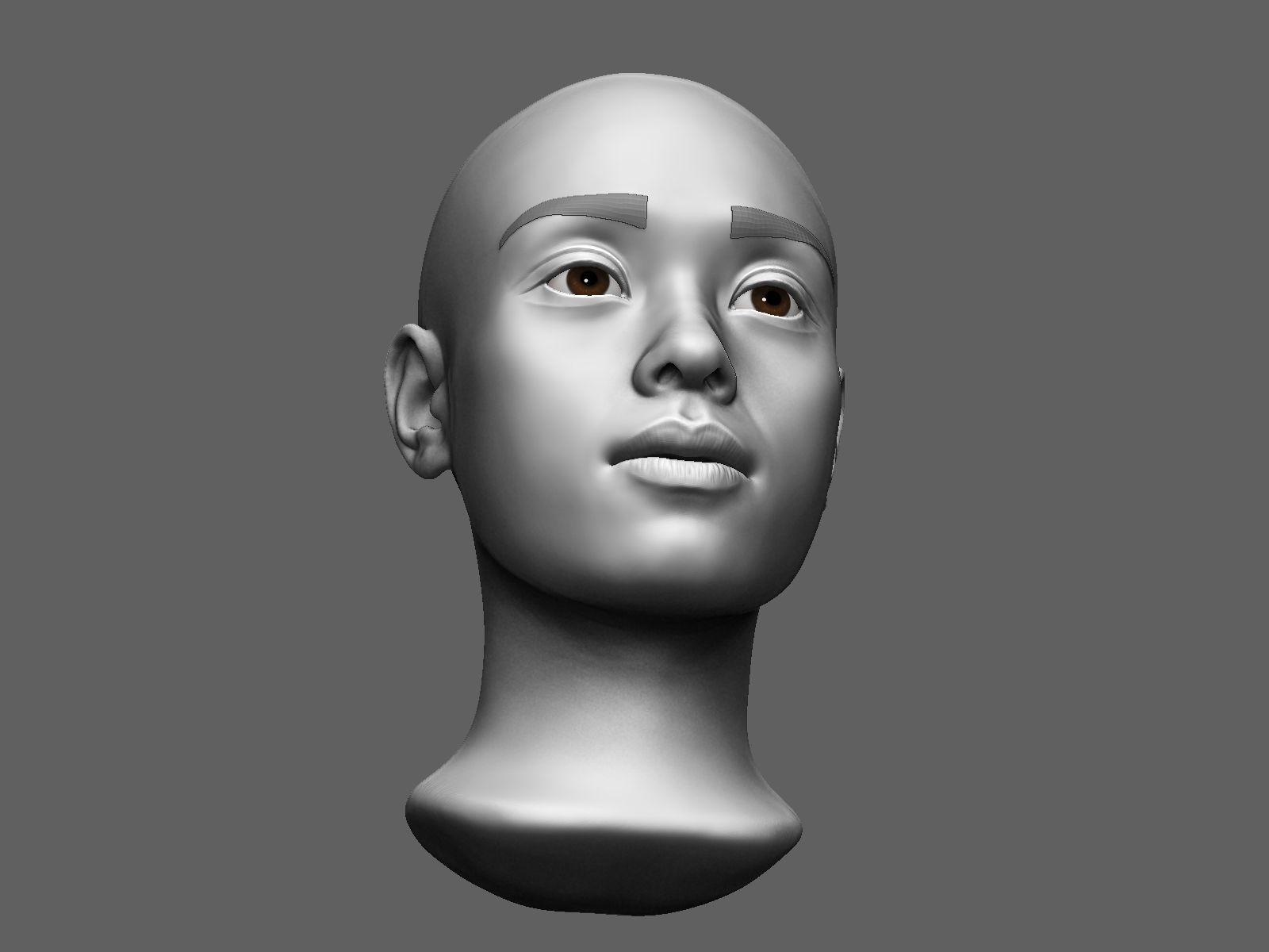 Asian female head sculpt 3D model_5