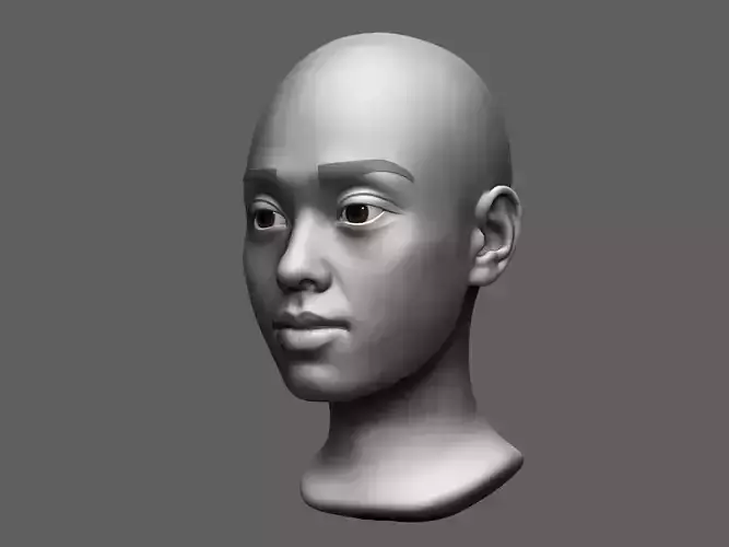 Asian female head sculpt 3D model