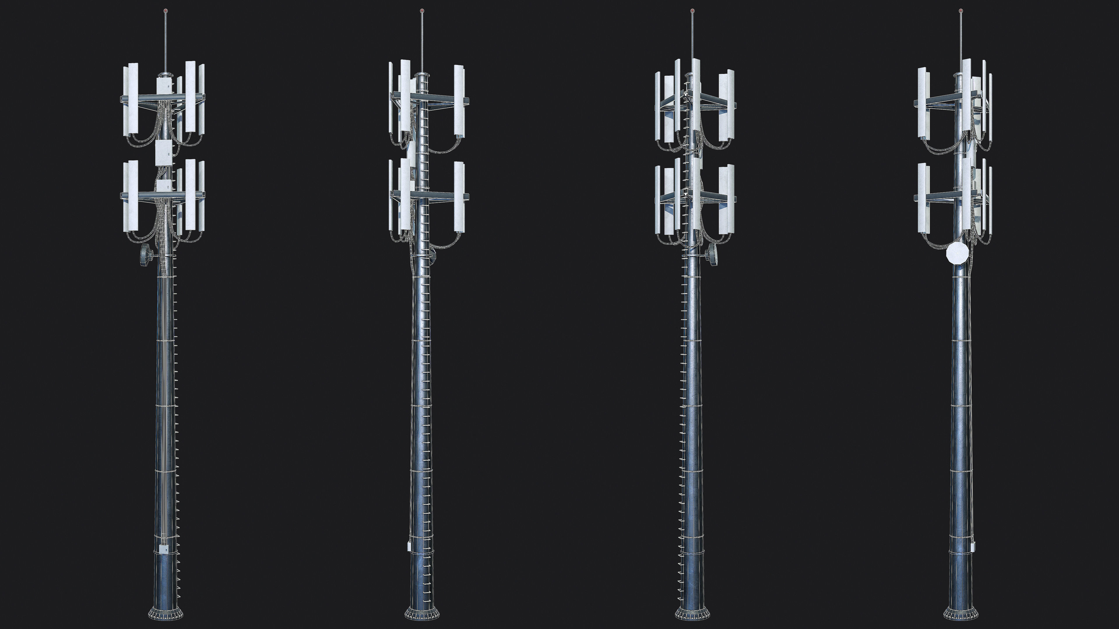 Cell Site Tower Low-poly 3D model_4