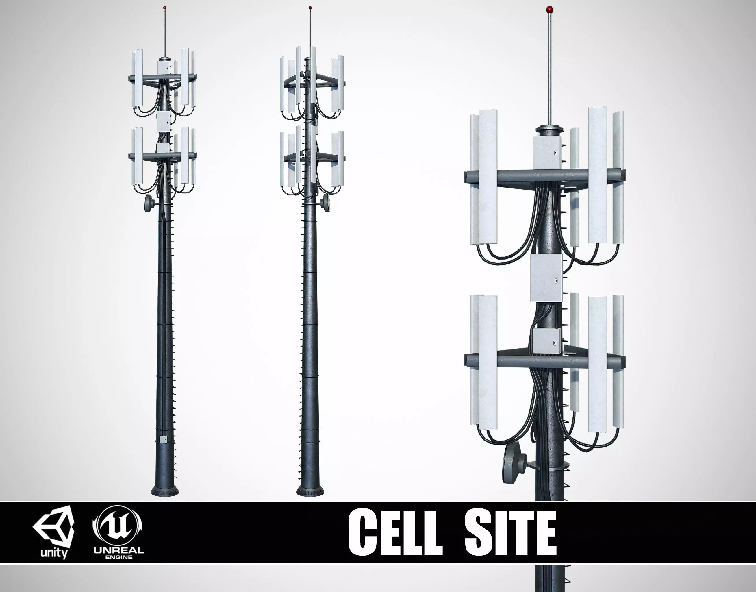 Cell Site Tower Low-poly 3D model_0