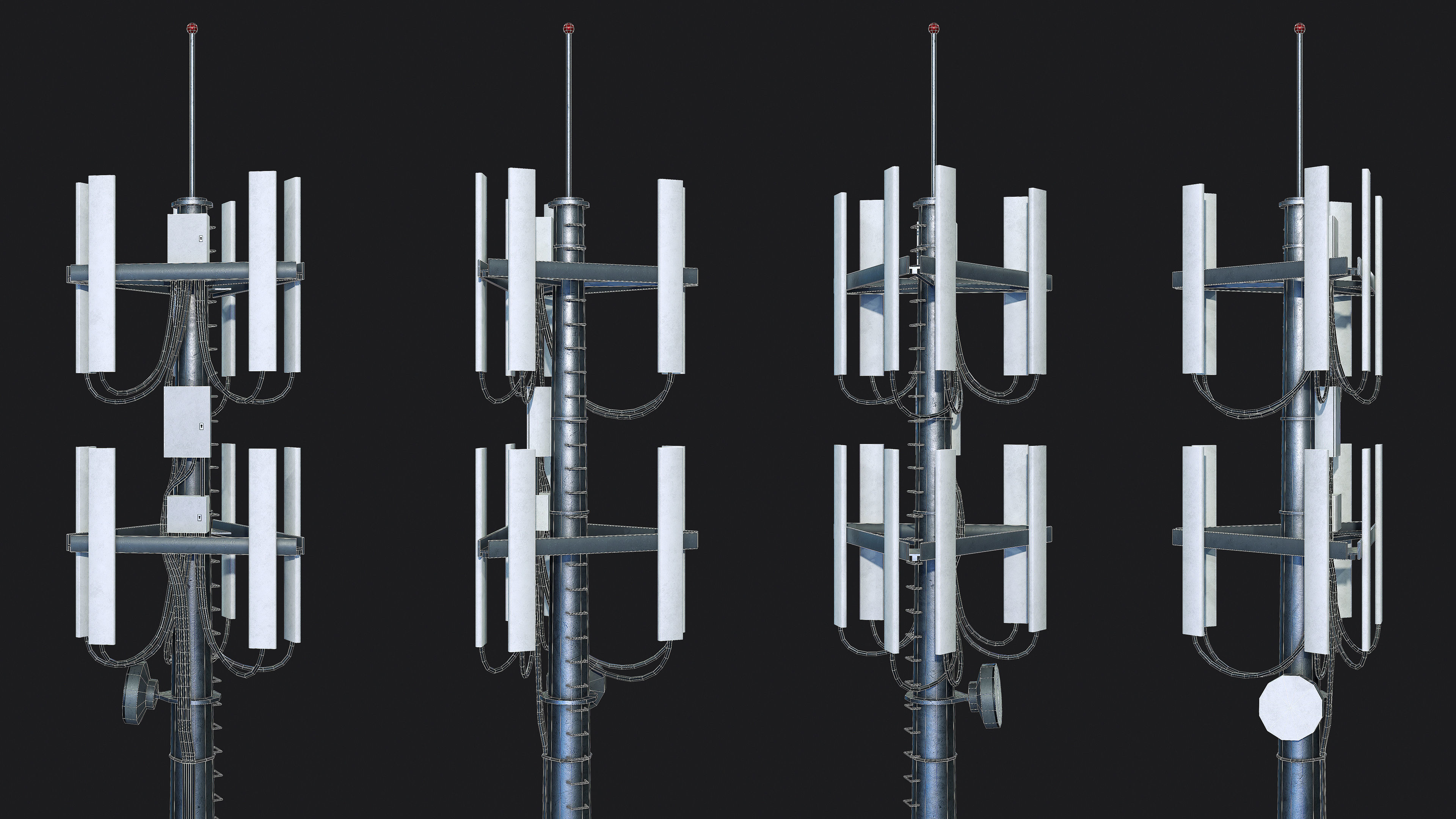 Cell Site Tower Low-poly 3D model_7