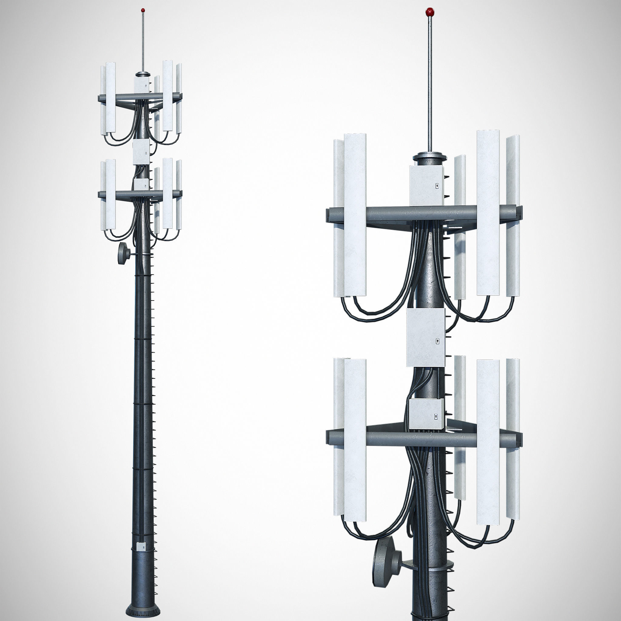 Cell Site Tower Low-poly 3D model_2