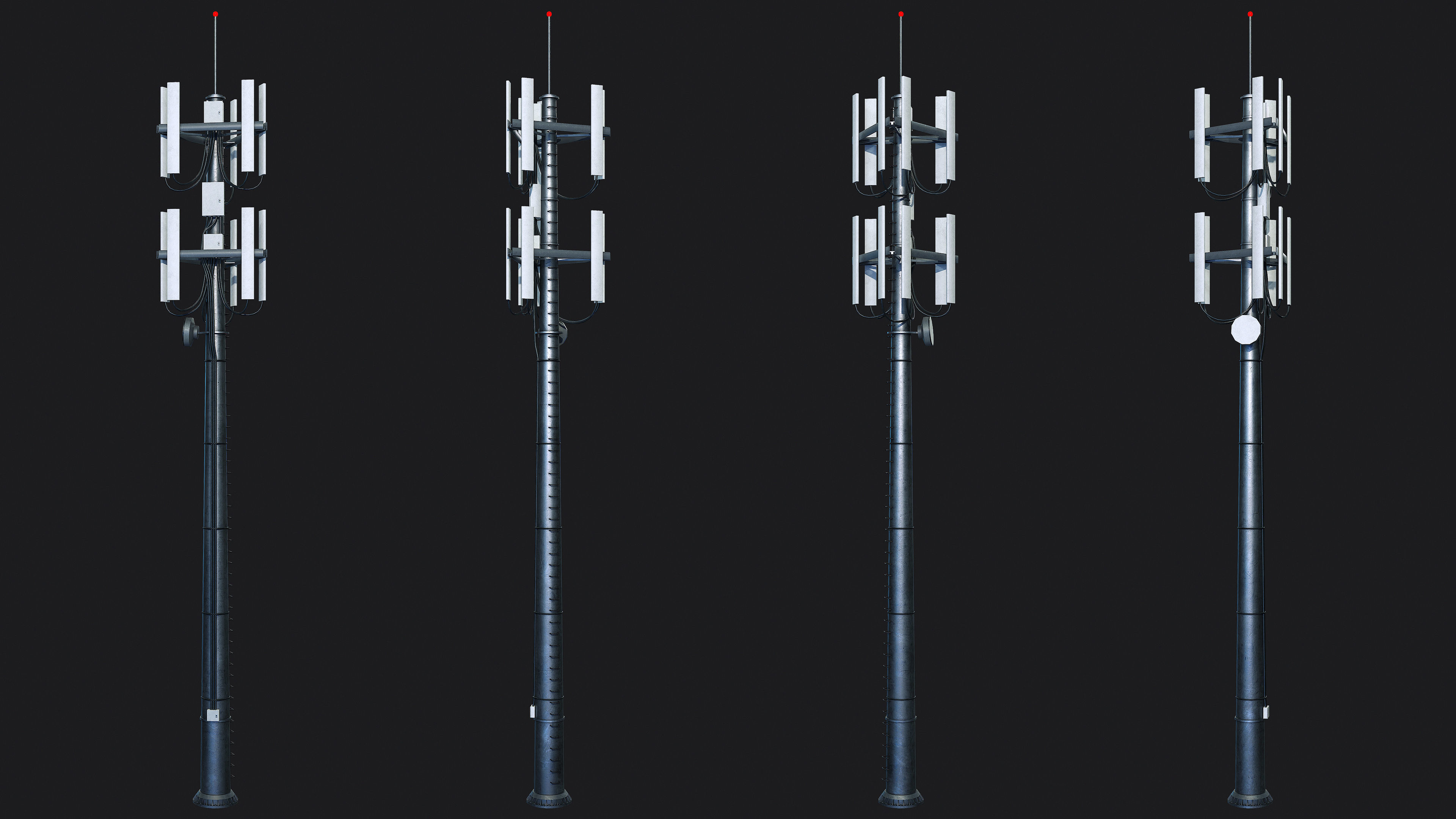 Cell Site Tower Low-poly 3D model_5