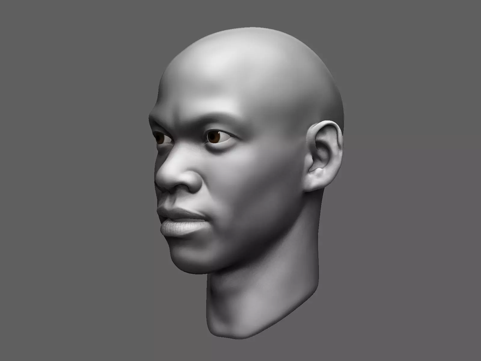 African male head sculpt 3D model_0